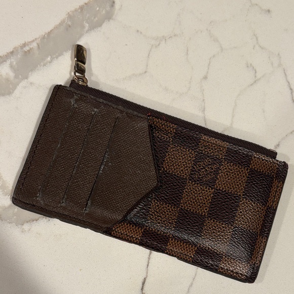 Checkered Brown Card Holder - Picture 1 of 2